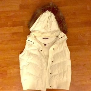 White Gap Puffy Vest with Detachable Hood